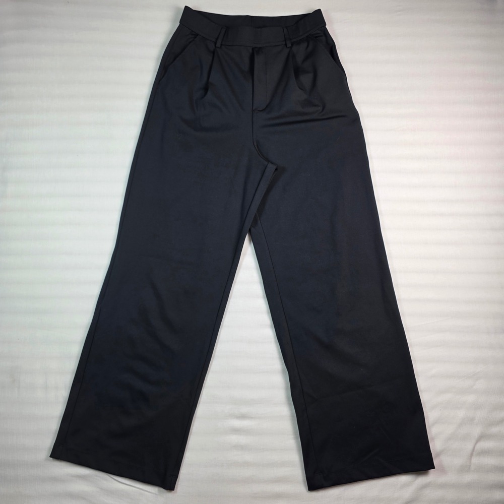 Halara Women Black Wide Leg Pleated Trousers High Waisted Dress Pants Size S